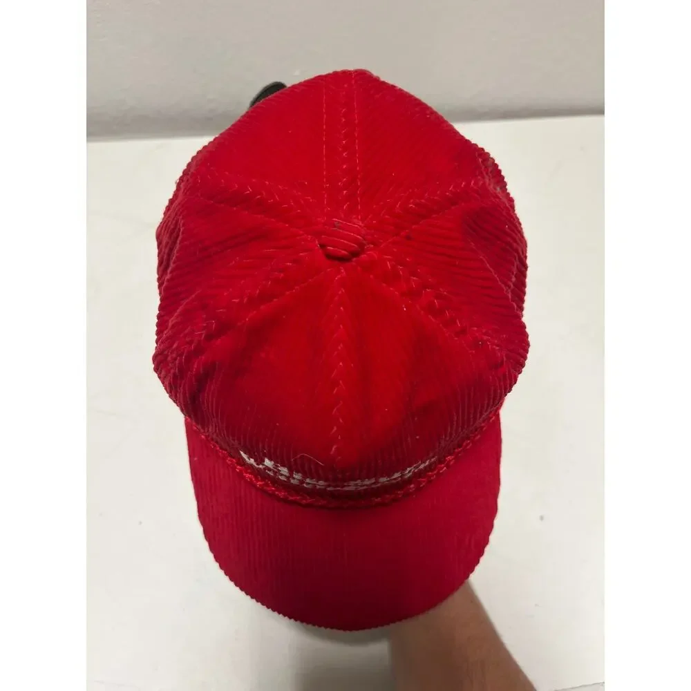 Vintage “Big Sur Waterbeds” Imperial Headwear Corduroy Snapback Red Hat USA